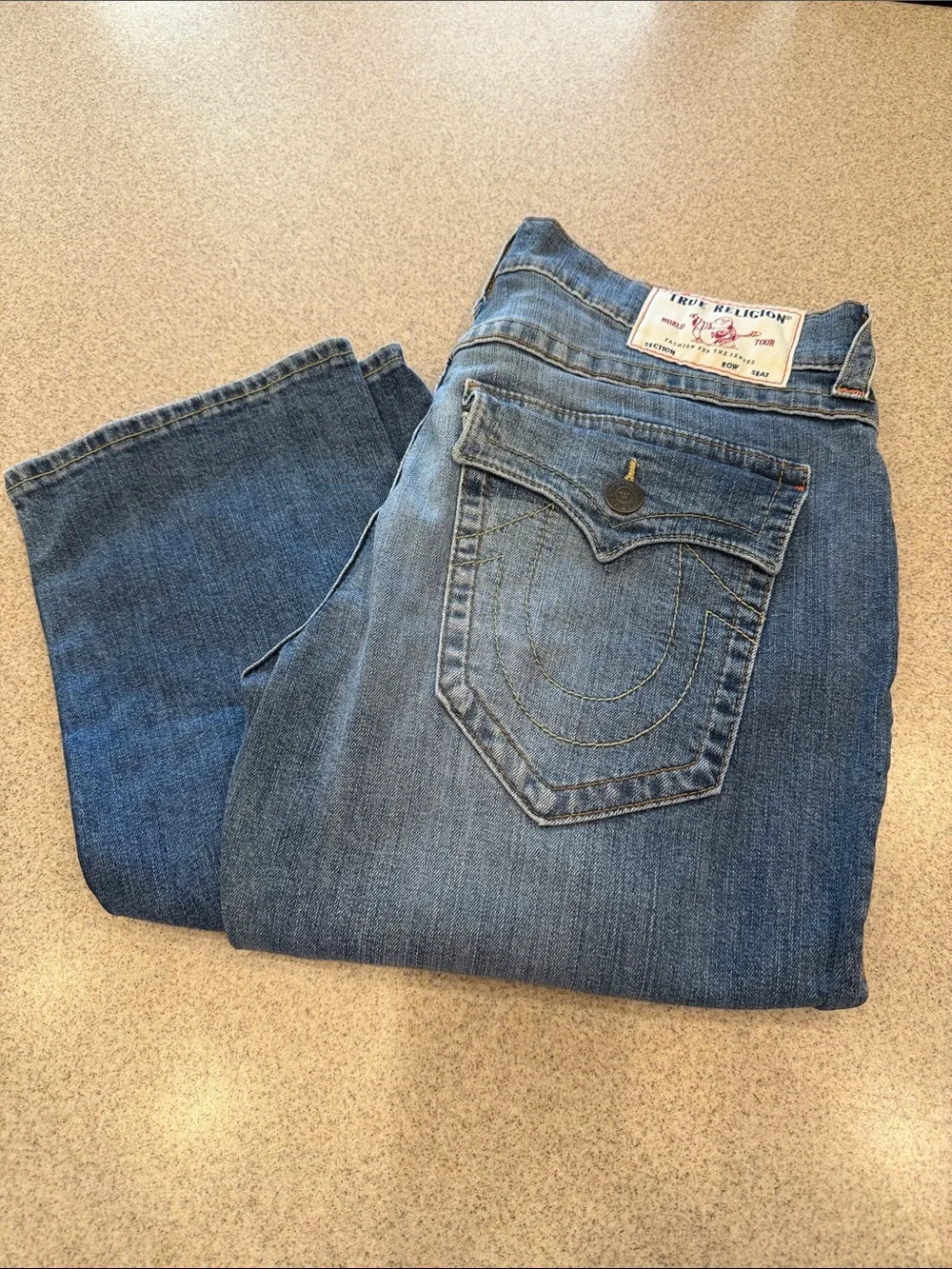 True Religion Men's Medium Blue Relaxed Straight Ricky Jeans 32X31